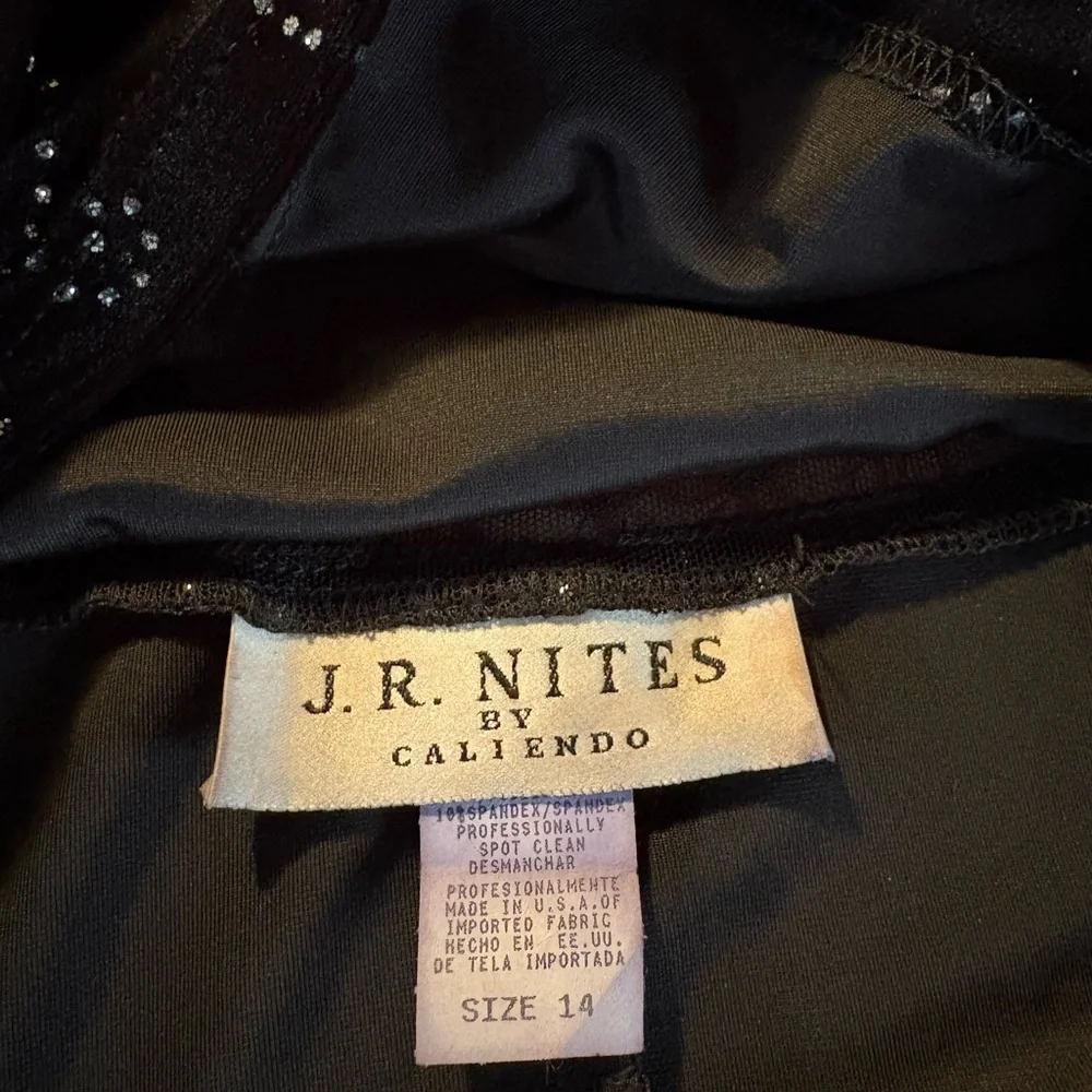 J.R. Nites by Caliendo Velvet Rhinestone Sheer Top Size 14 - Picture 3 of 6